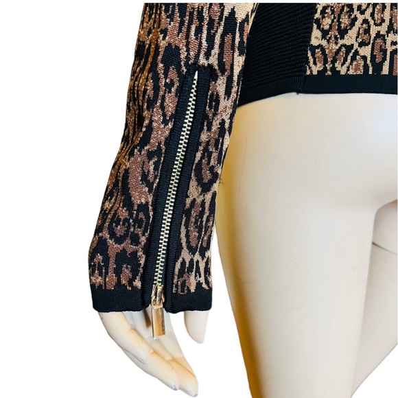 Cach’e Leopard Print Zip Up Sweater Jacket - Picture 7 of 9